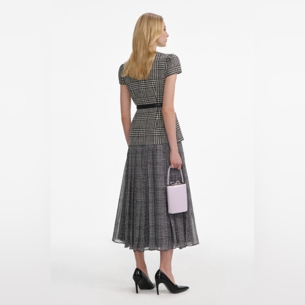 Self-Portrait Houndstooth Tailored Midi Dress - Picture 3 of 9